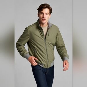 Hudson & Barrow Men’s Medium Gray Bomber Jacket Lightweight Zip Up Casual Preppy